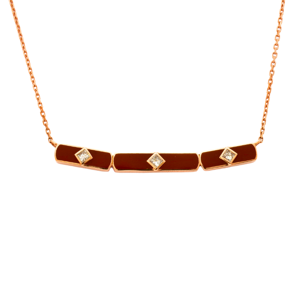 Enamel Bar with Diamond Pendant