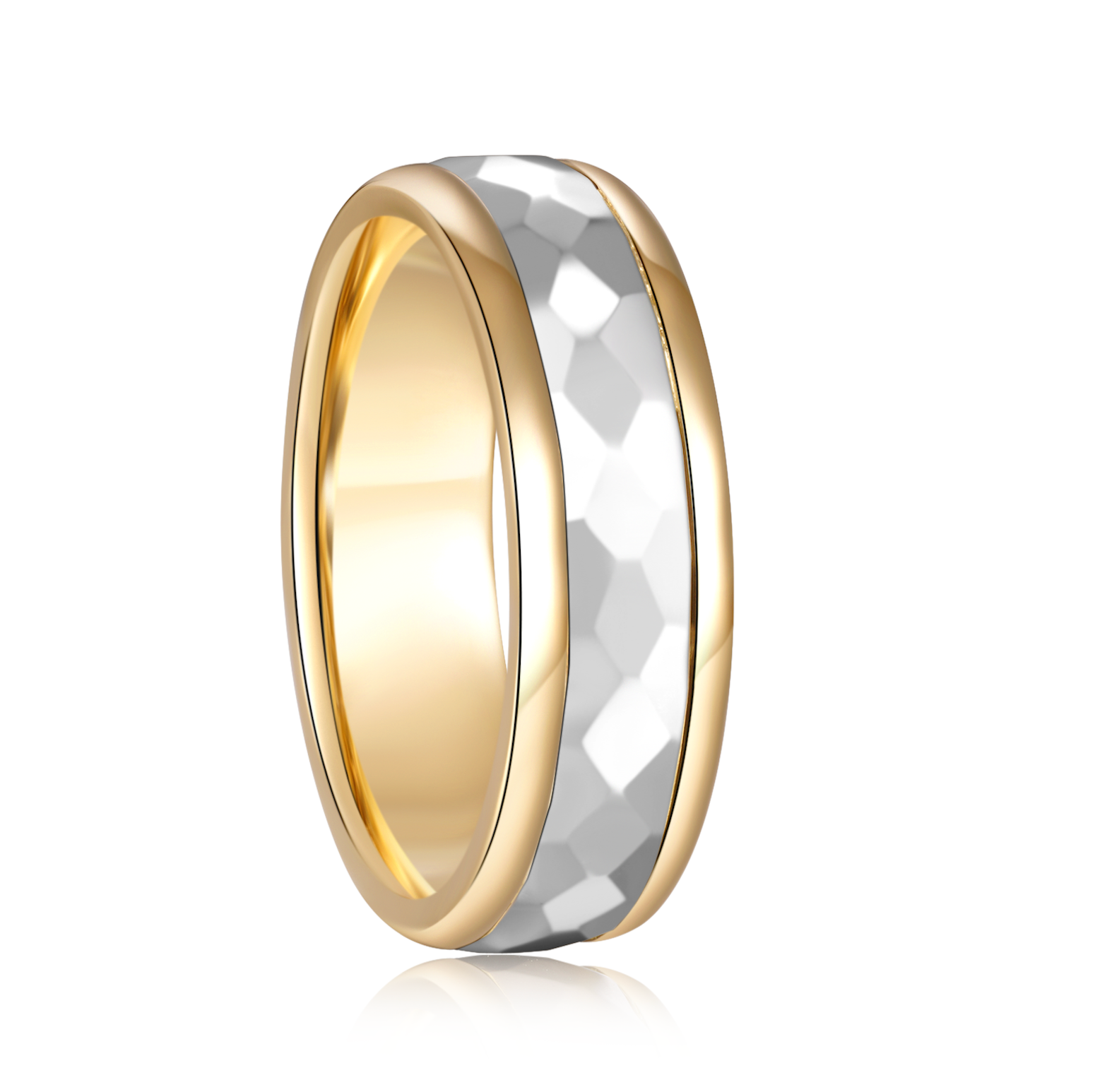 Gents Wedding Ring, 18K Yellow Gold and Platinum