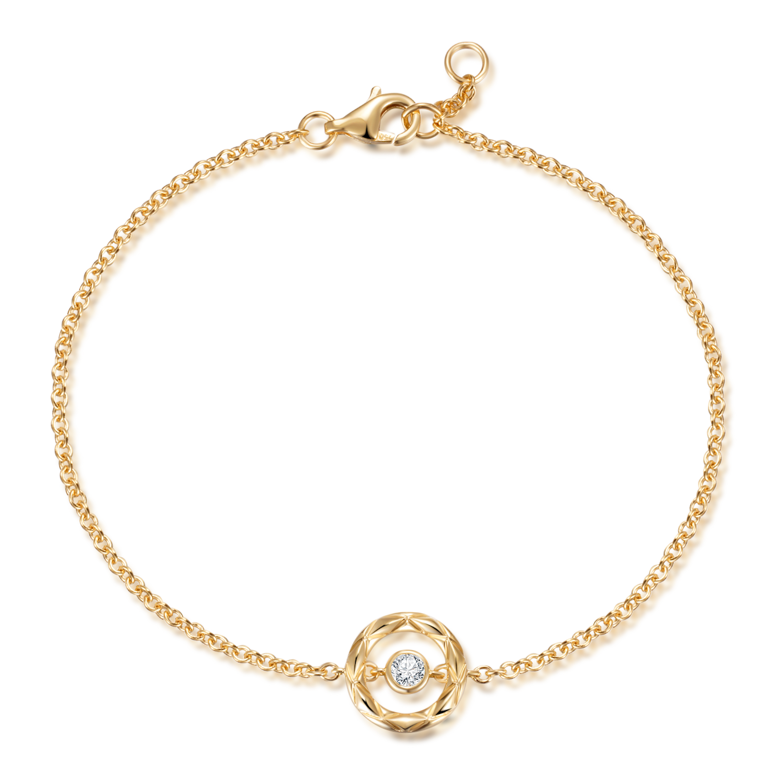 18K Yellow Gold Bracelet with 0.08ct Round Brilliant Cut Natural Diamond