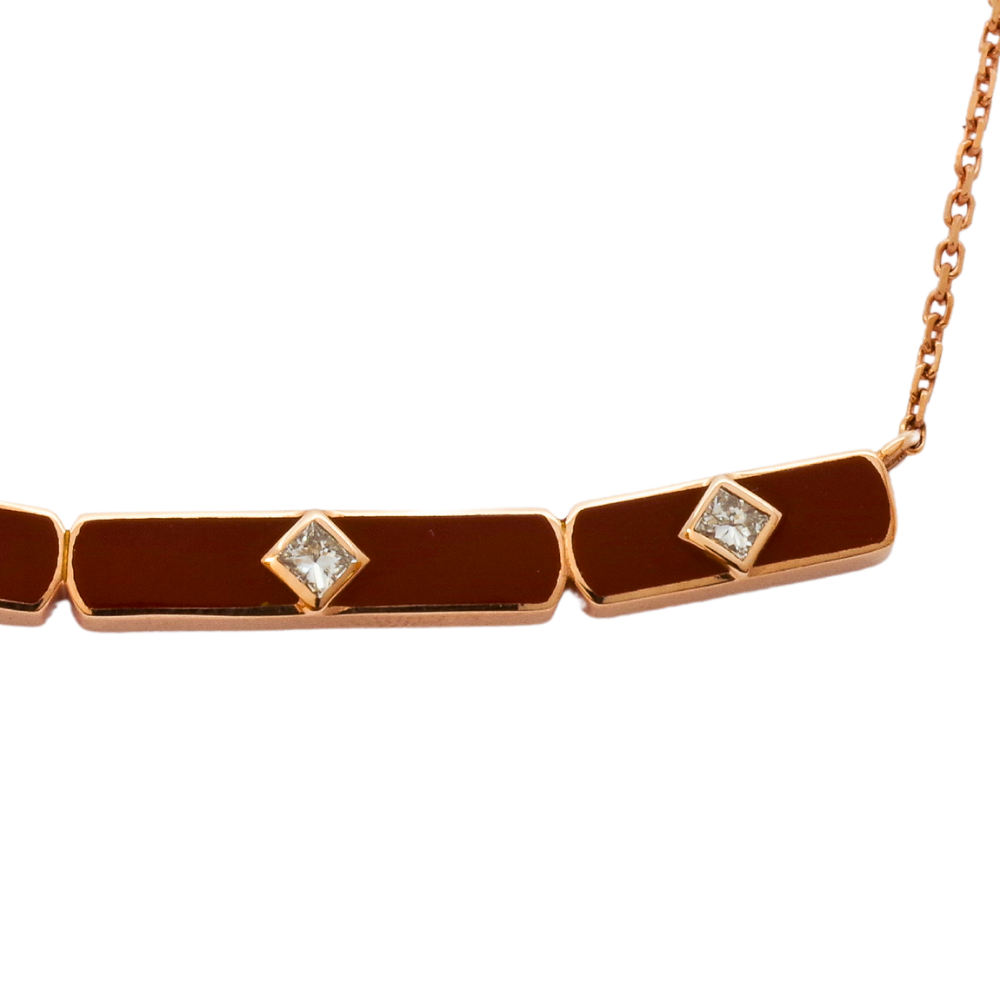 Enamel Bar with Diamond Pendant