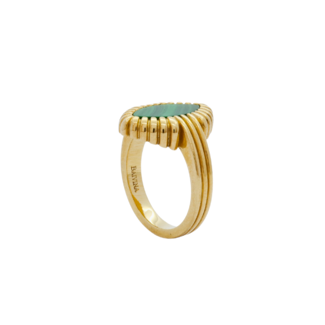RING | 9K Yellow Gold Malachite Pinkie Ring