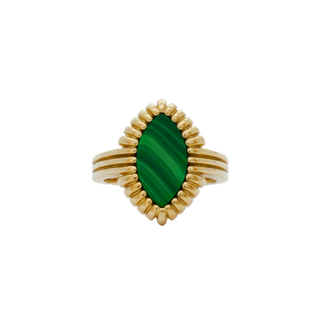 RING | 9K Yellow Gold Malachite Pinkie Ring