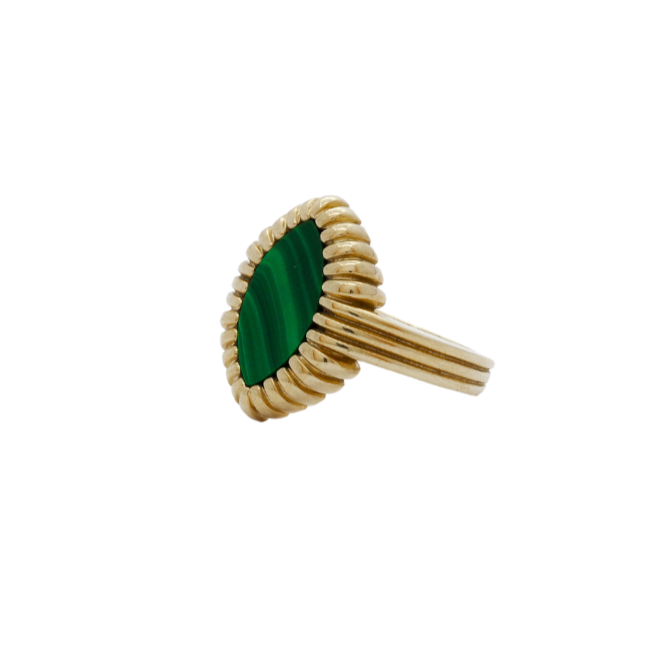 RING | 9K Yellow Gold Malachite Pinkie Ring