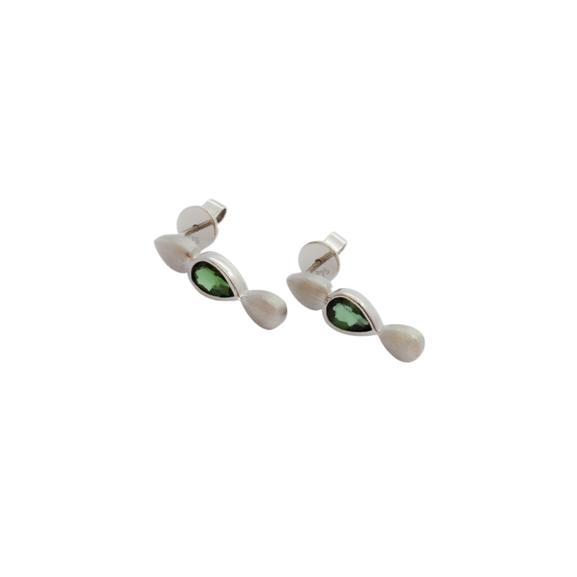 9K White Gold Tourmaline Teardrop Stud Earrings
