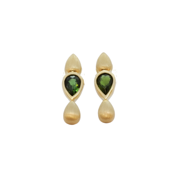 9K Yellow Gold Green Tourmaline Earrings