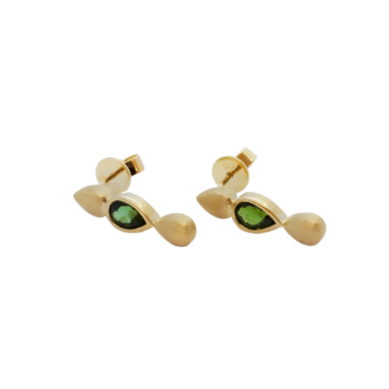 9K Yellow Gold Green Tourmaline Earrings