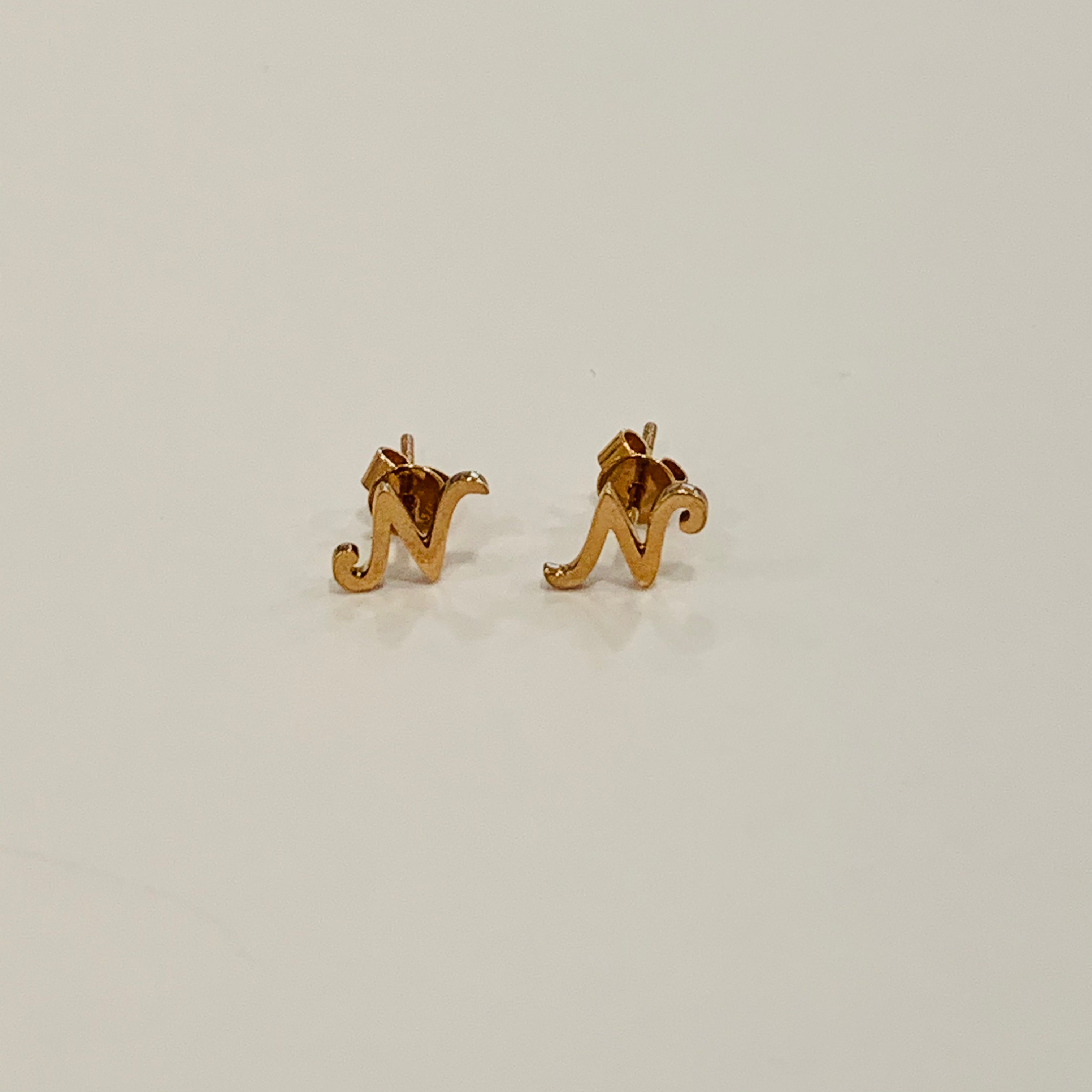 9K Rose Gold Letter 'N' Earrings