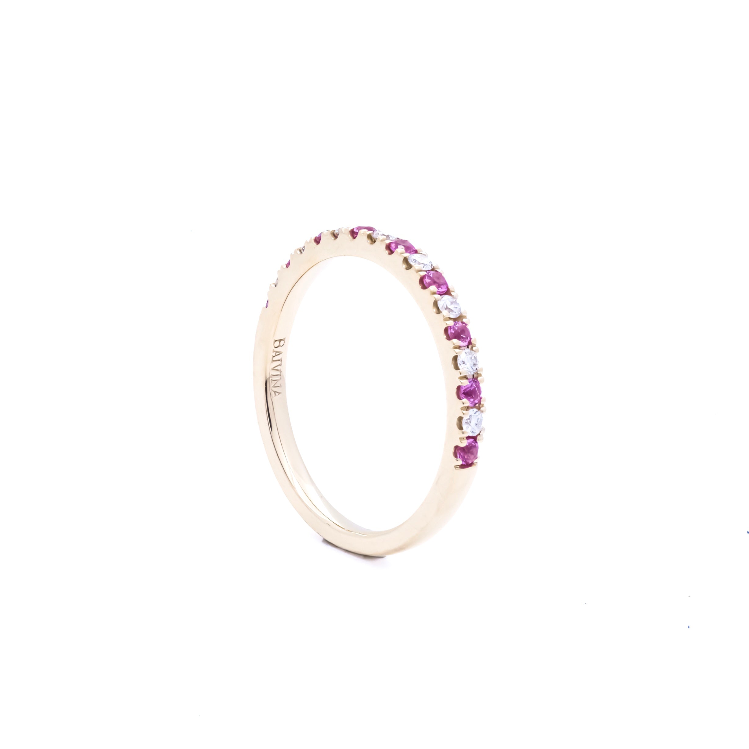 RING | 18K Rose Gold Diamonds & Pink Sapphires Ring