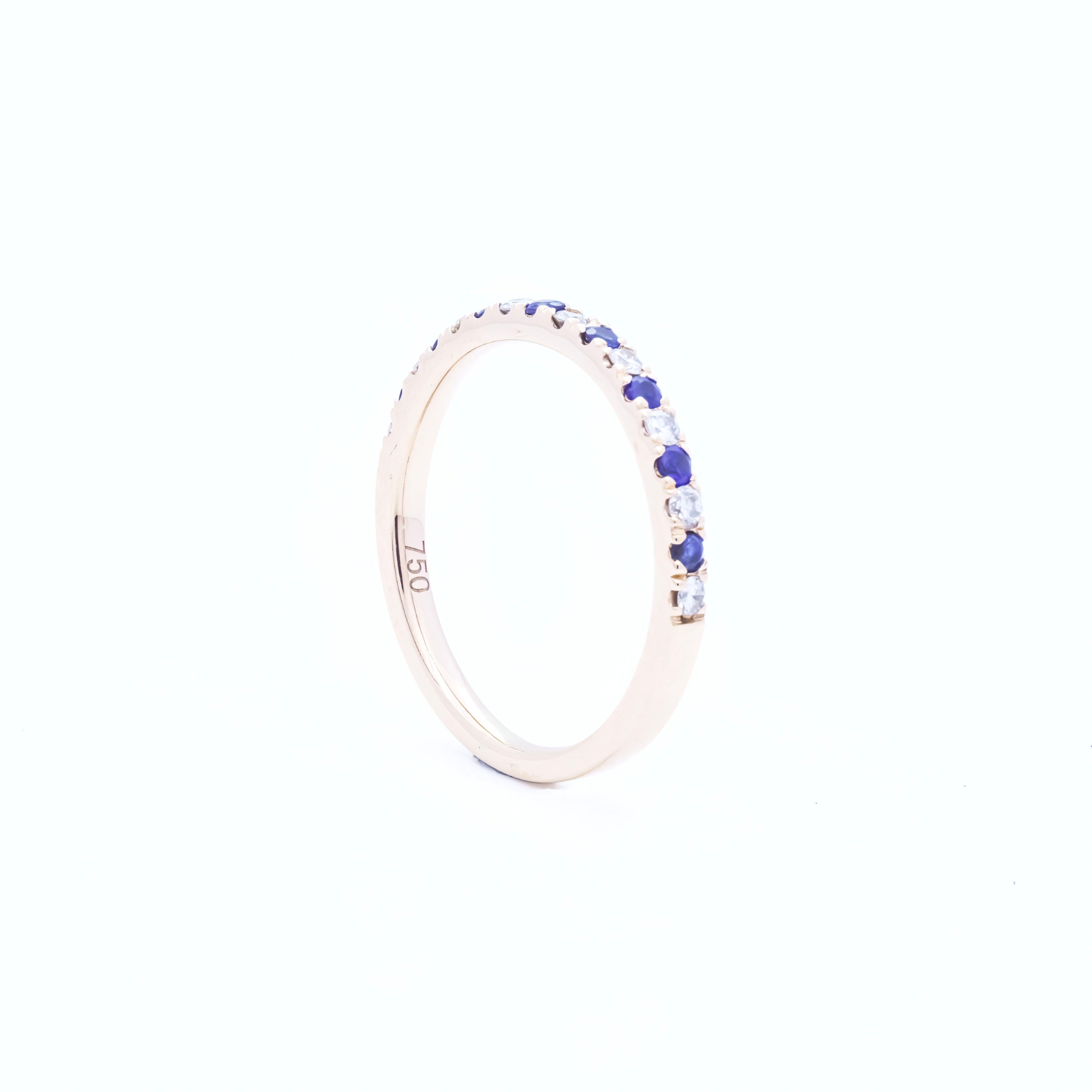 RING | 18K Rose Gold Diamonds & Sapphires Ring