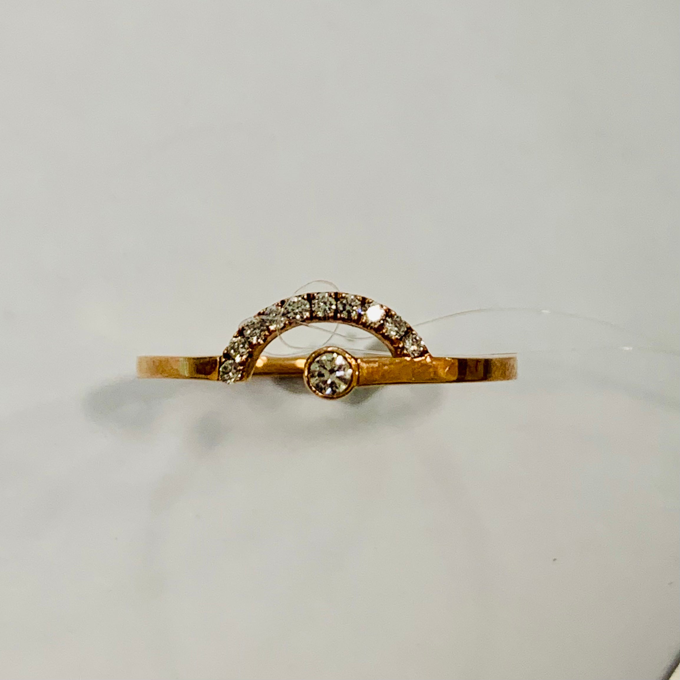9K Rose Gold Diamond Ring with 11 Diamonds
