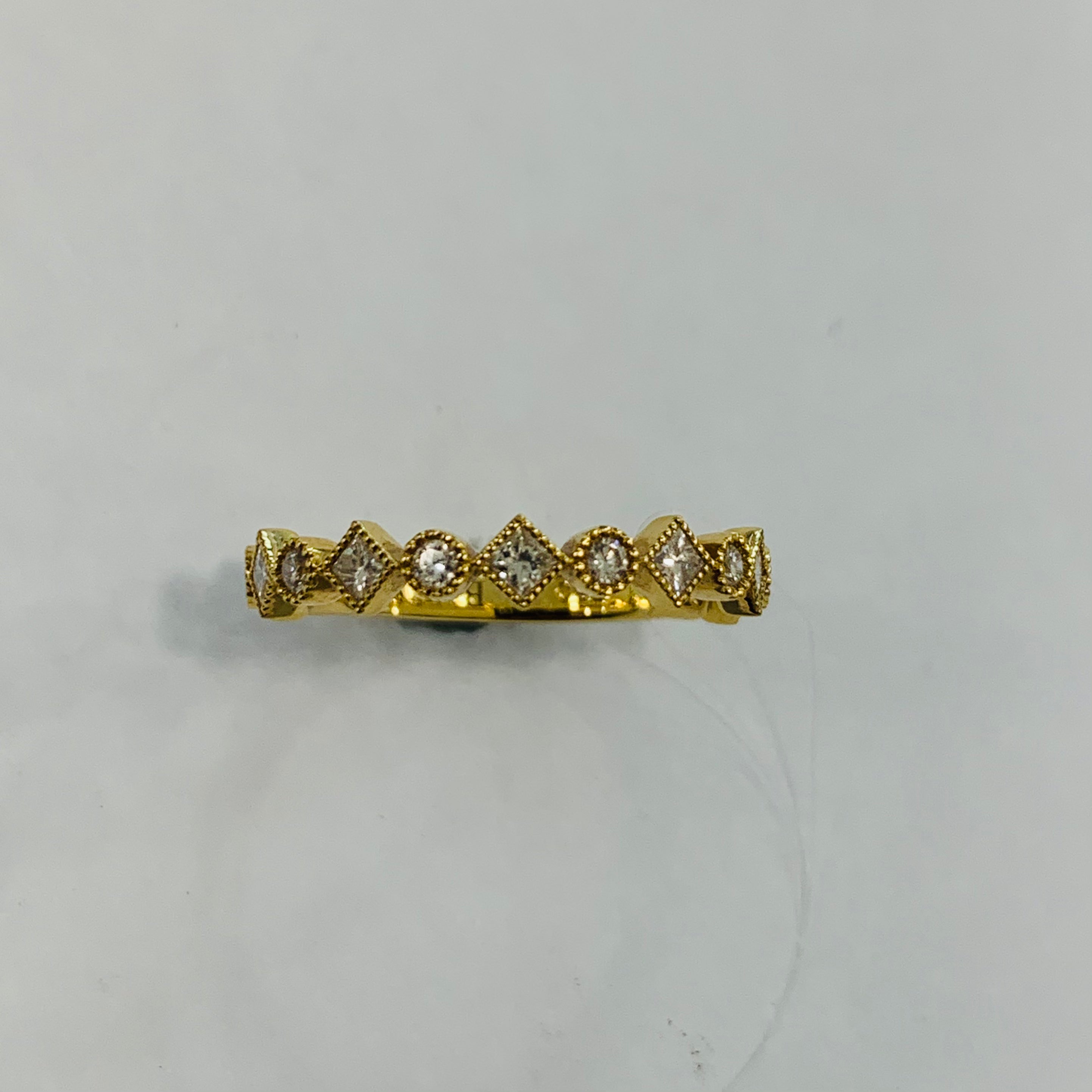 18K Yellow Gold Hex Diamond Ring with 0.44ct Diamonds