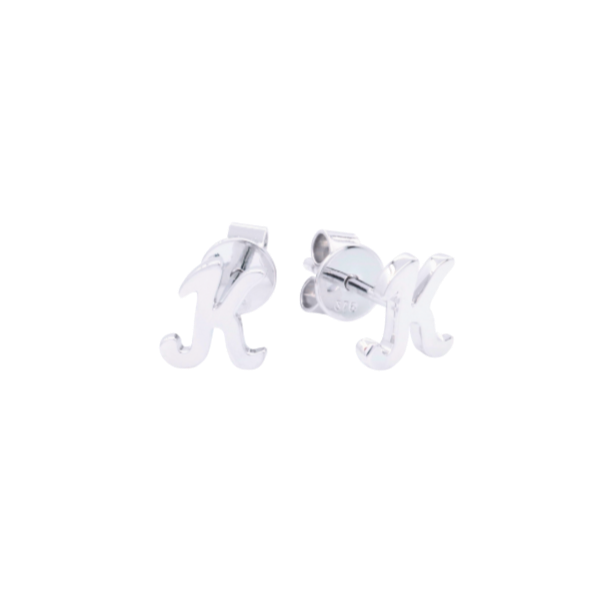 EARRINGS | 9K White Gold Letter 'K' Earrings