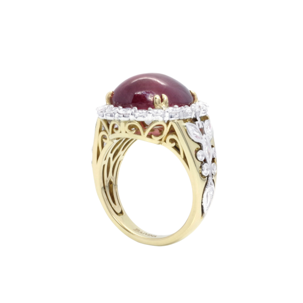 RING | Showstopping Oval Ruby and Diamond Ring - Baivina Jewellers