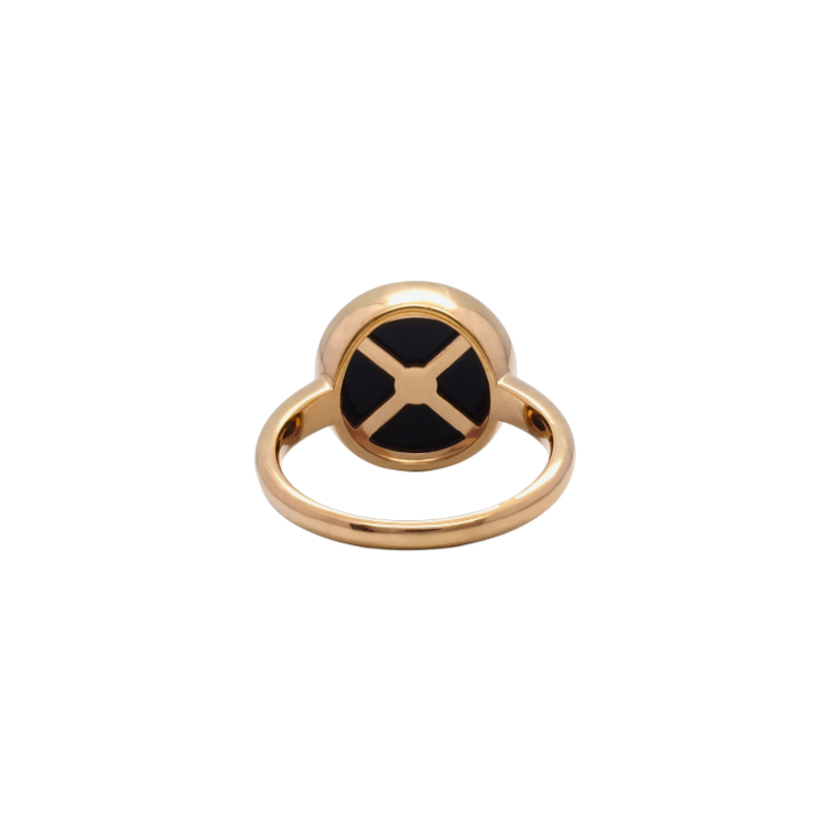 9K Rose Gold Onyx and Diamond Round Ring - Baivina Jewellers