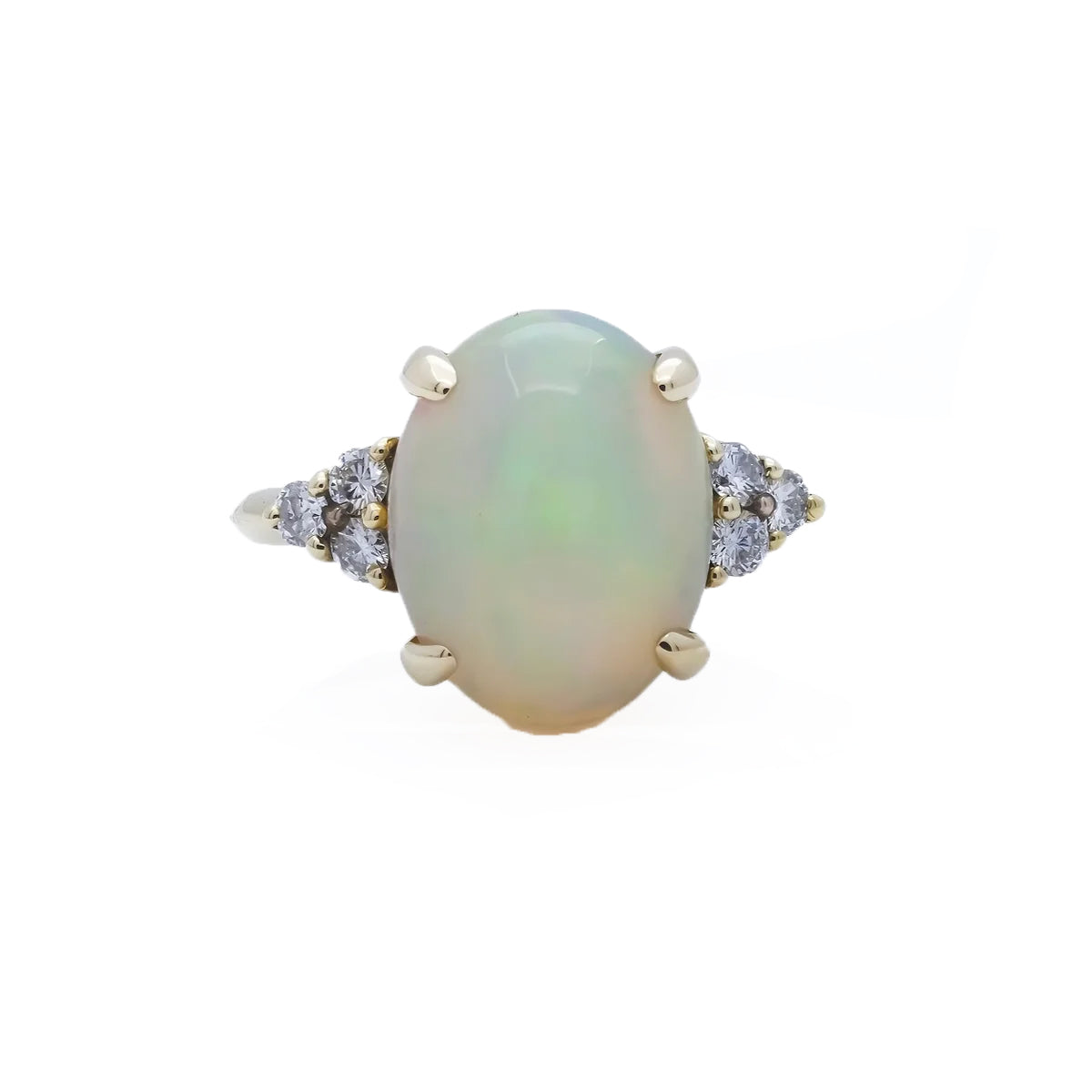 18K Yellow Gold Opal and Diamond Ring