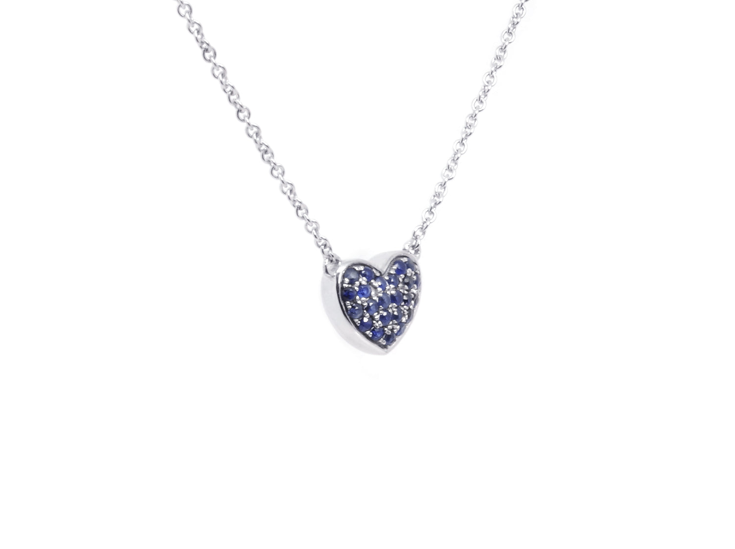 9K White Gold & Sapphire Follow Your Heart Pendant Necklace