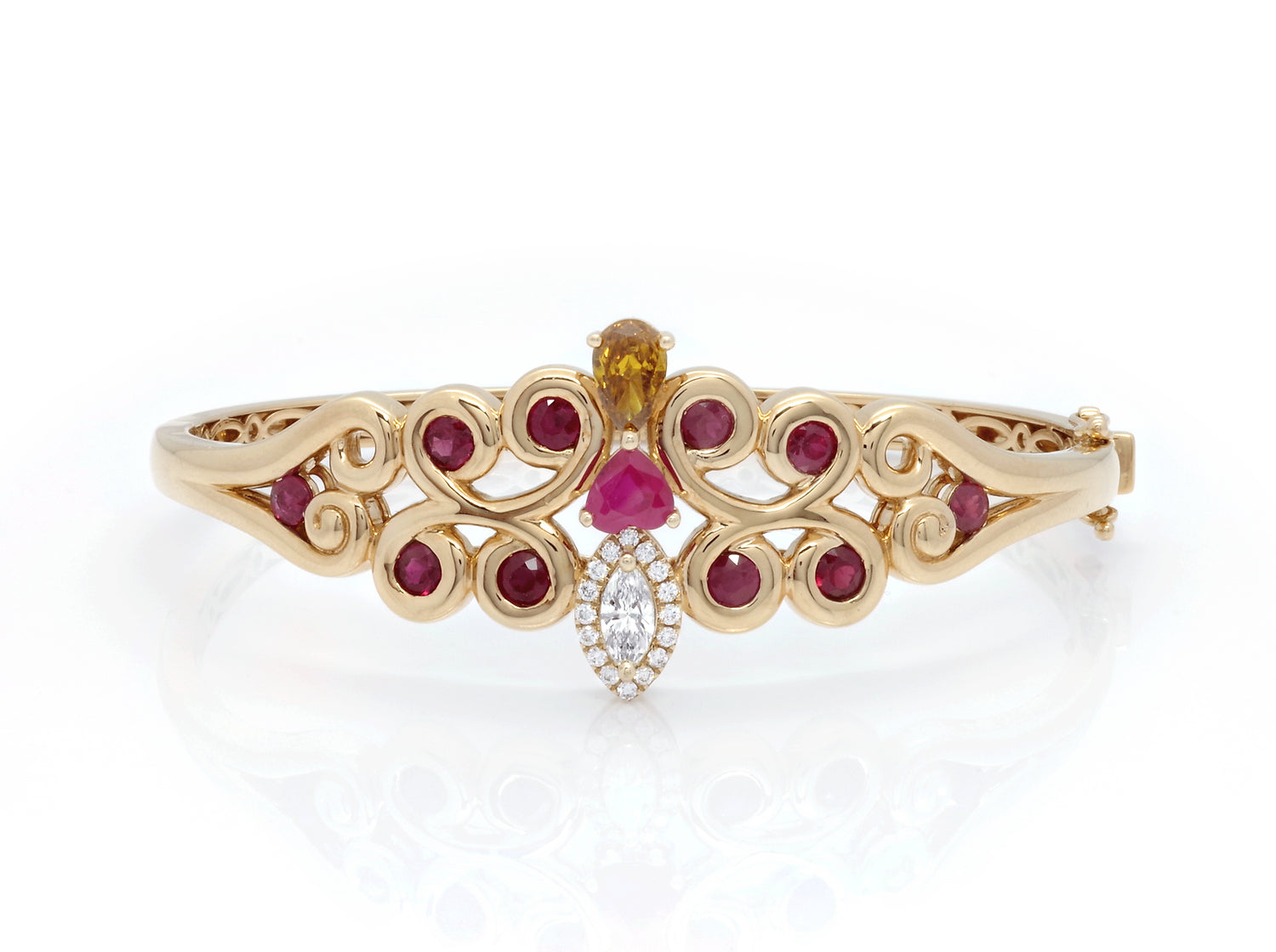 18K Rose Gold Ruby & Diamonds Bangle