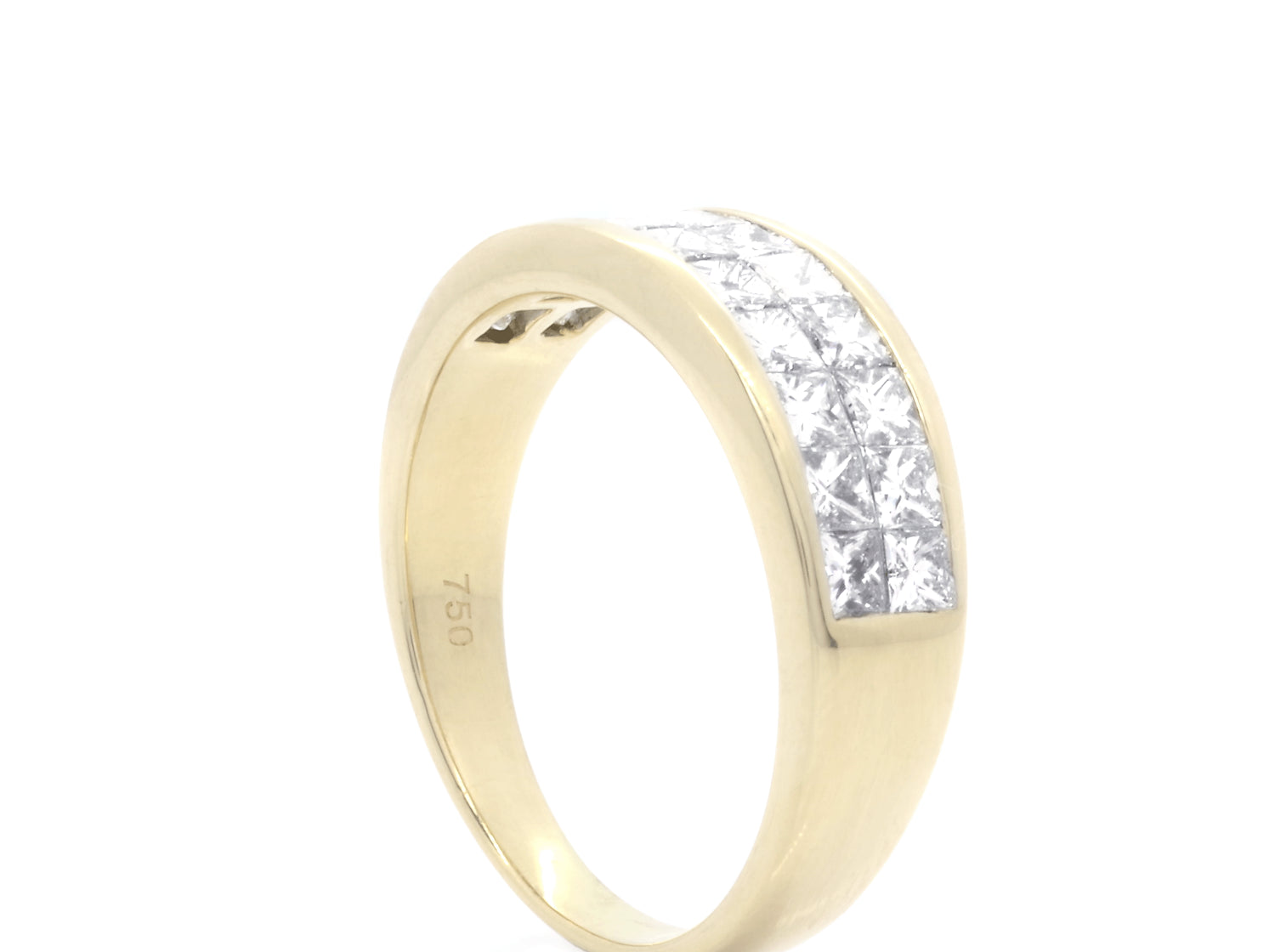 18K Yellow Gold Princess Cut Diamonds Ring