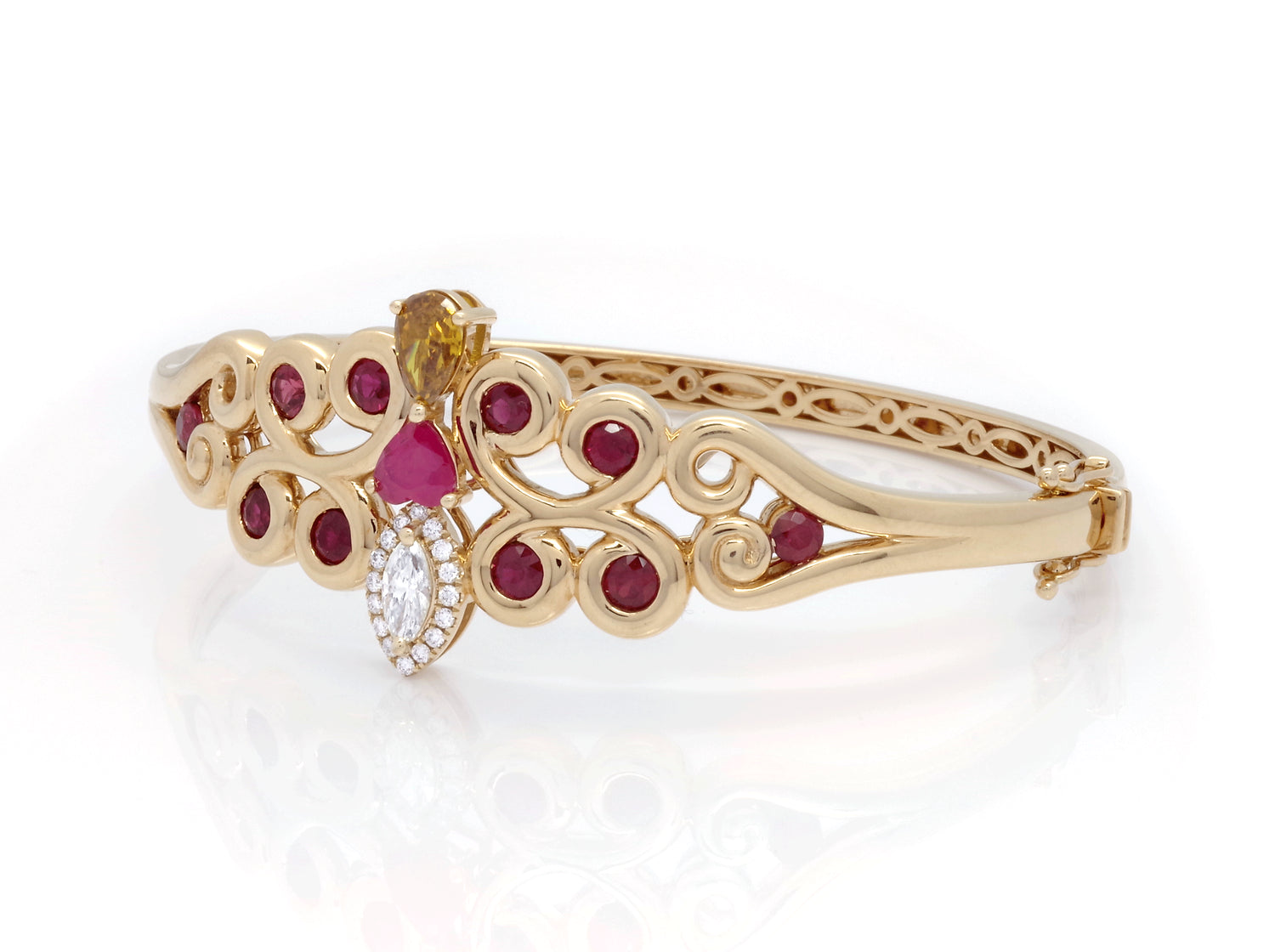 18K Rose Gold Ruby & Diamonds Bangle