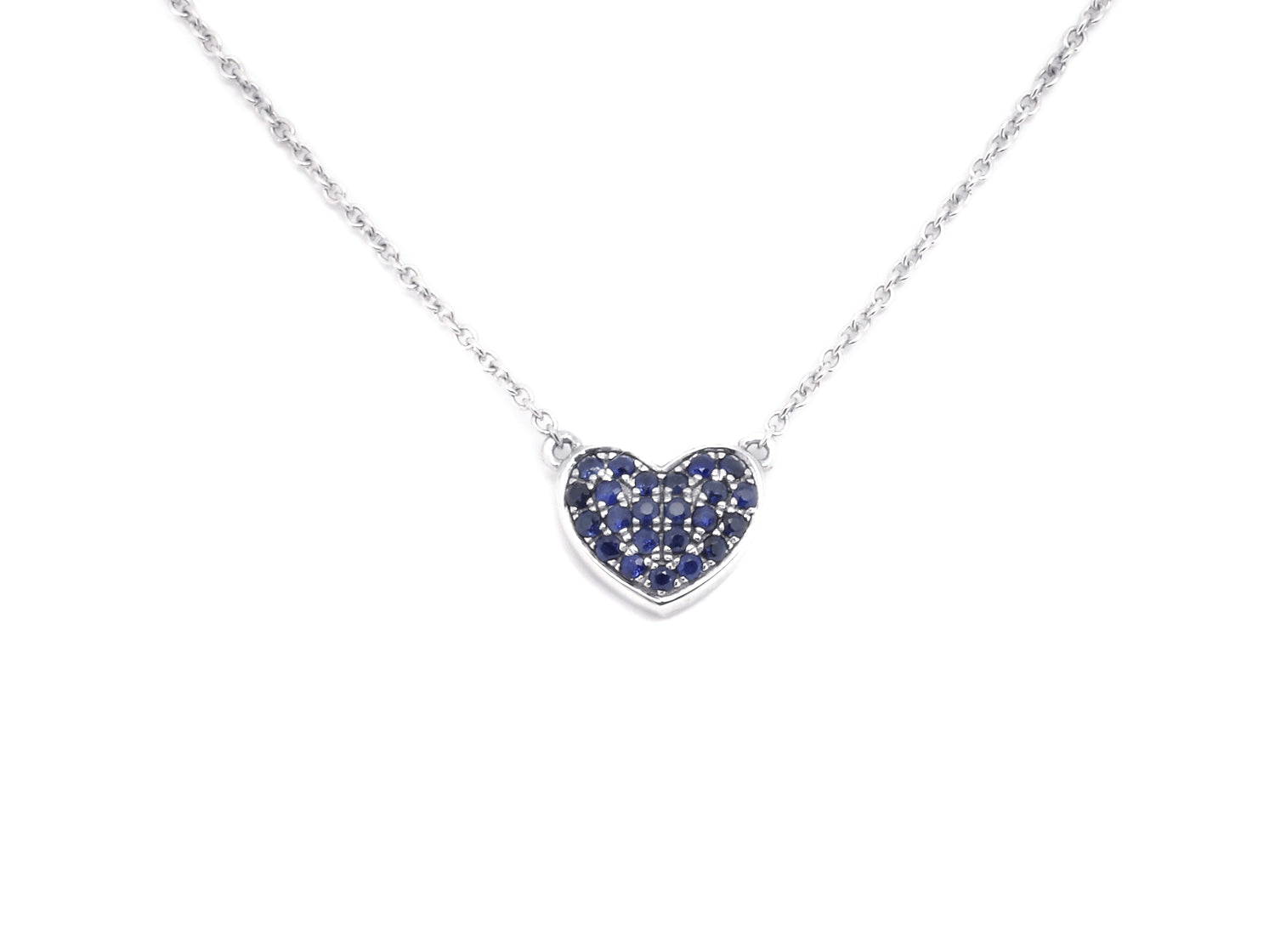 9K White Gold & Sapphire Follow Your Heart Pendant Necklace