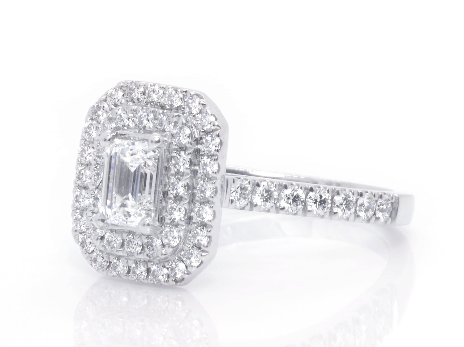 RING | Platinum Emerald Cut Centre Diamond Ring
