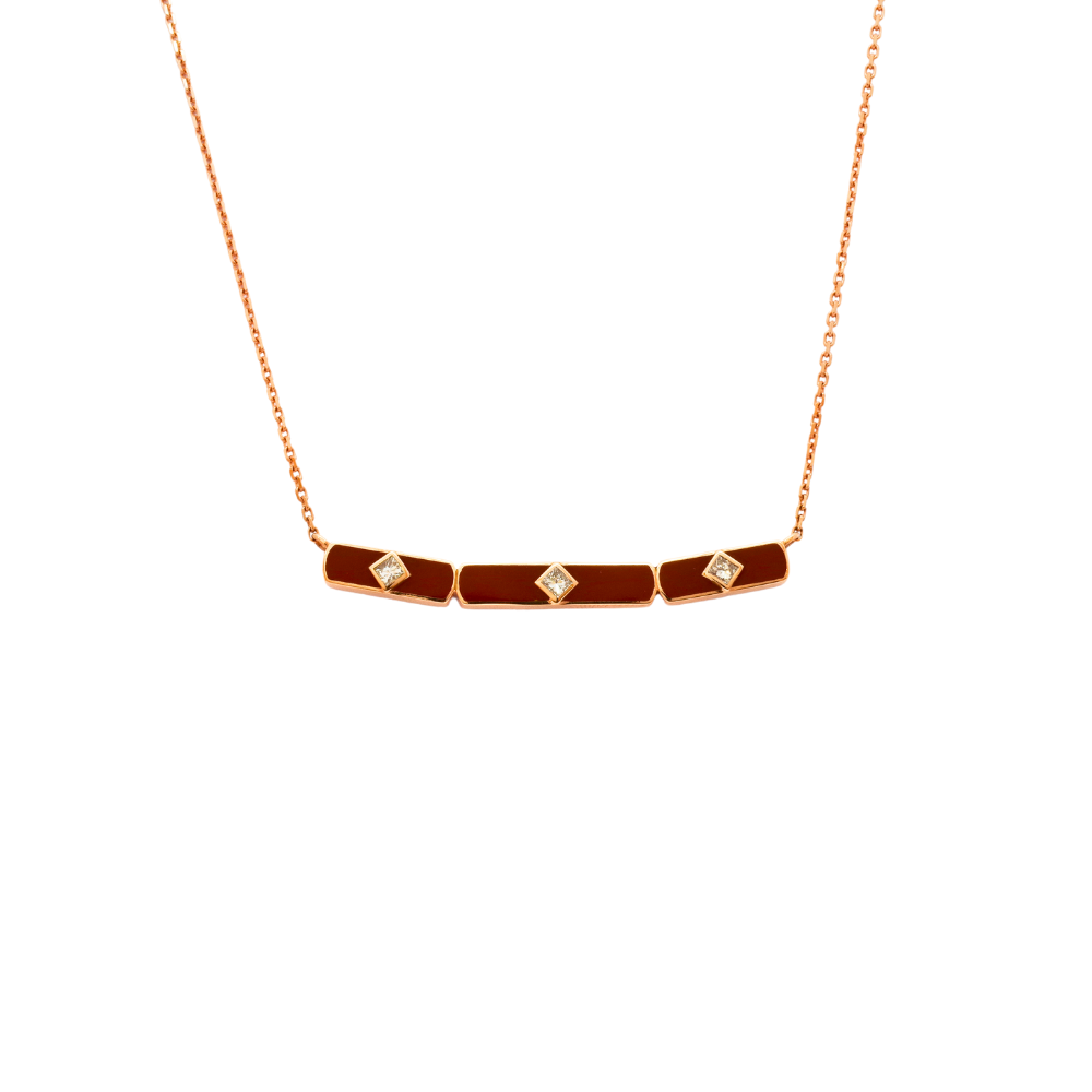 Enamel Bar with Diamond Pendant