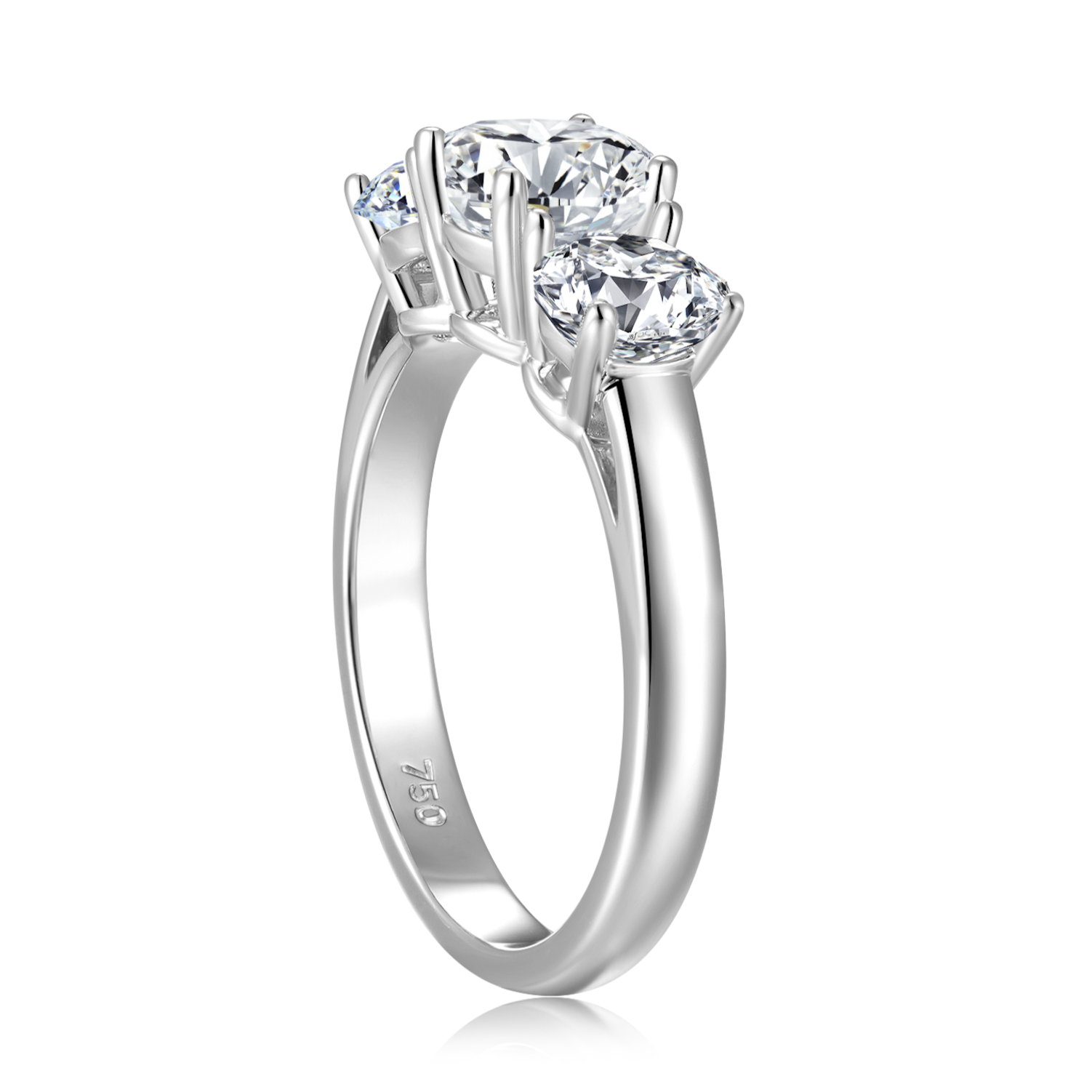 18K White Gold Trilogy Engagement Ring with 1ct Diamond