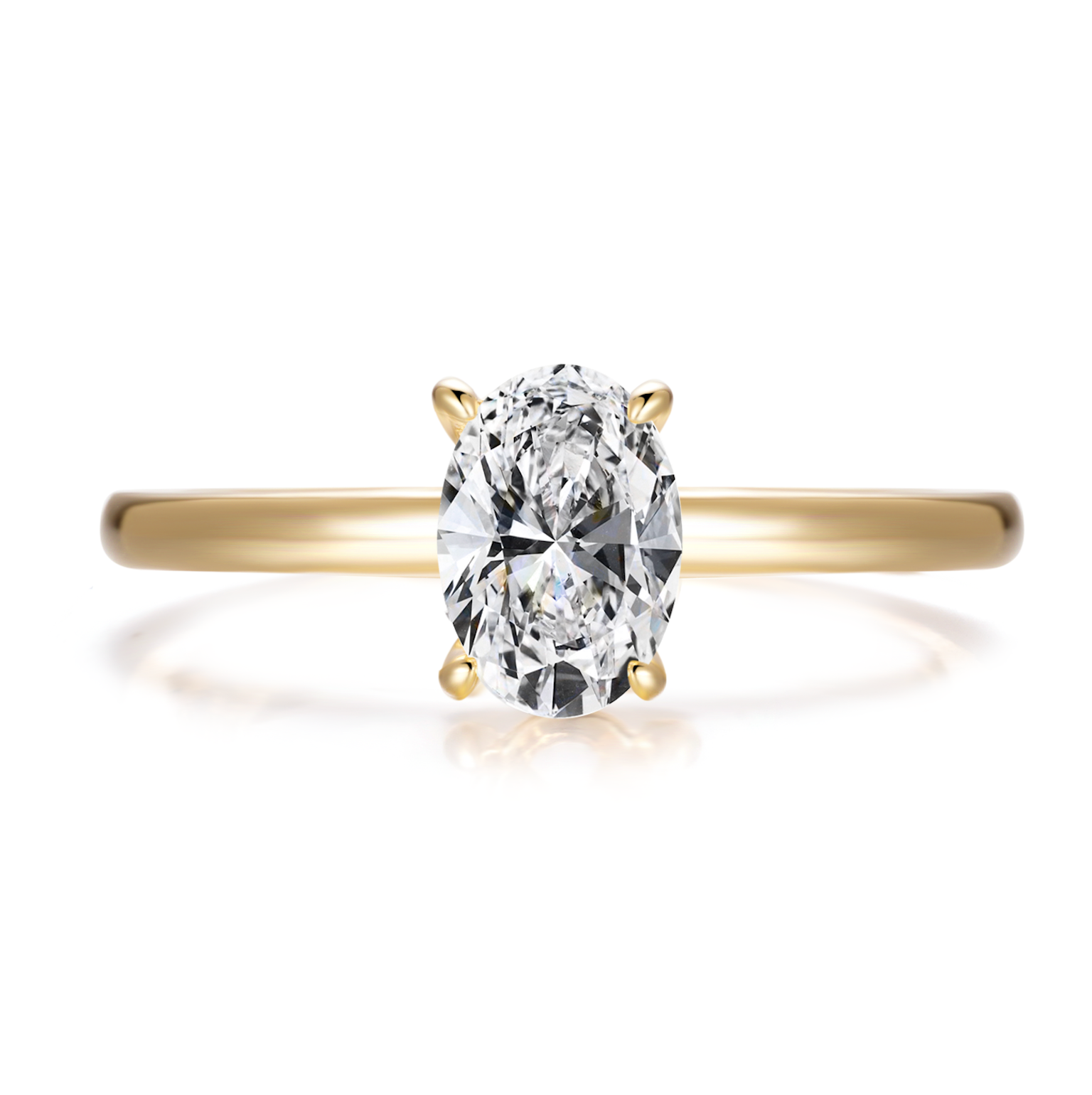 18K Yellow Gold Engagement Ring with 1.5ct Oval Lab-Grown Diamond