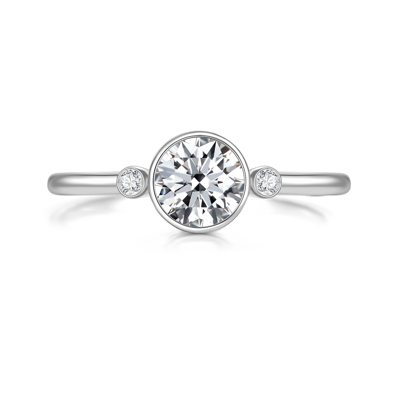 18K White Gold Round Engagement Ring with 0.40ct Diamond
