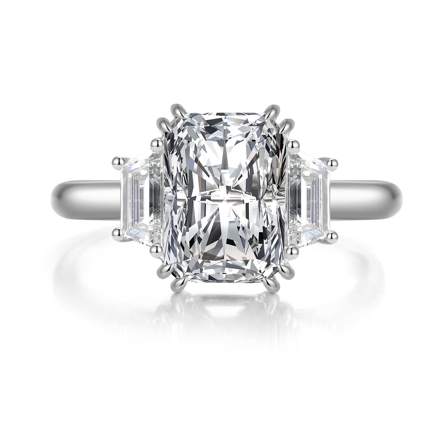 18K White Gold Emerald Cut Engagement Ring with 3.5ct D Colour Diamond