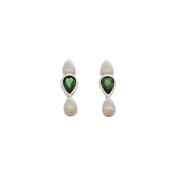 9K White Gold Tourmaline Teardrop Stud Earrings