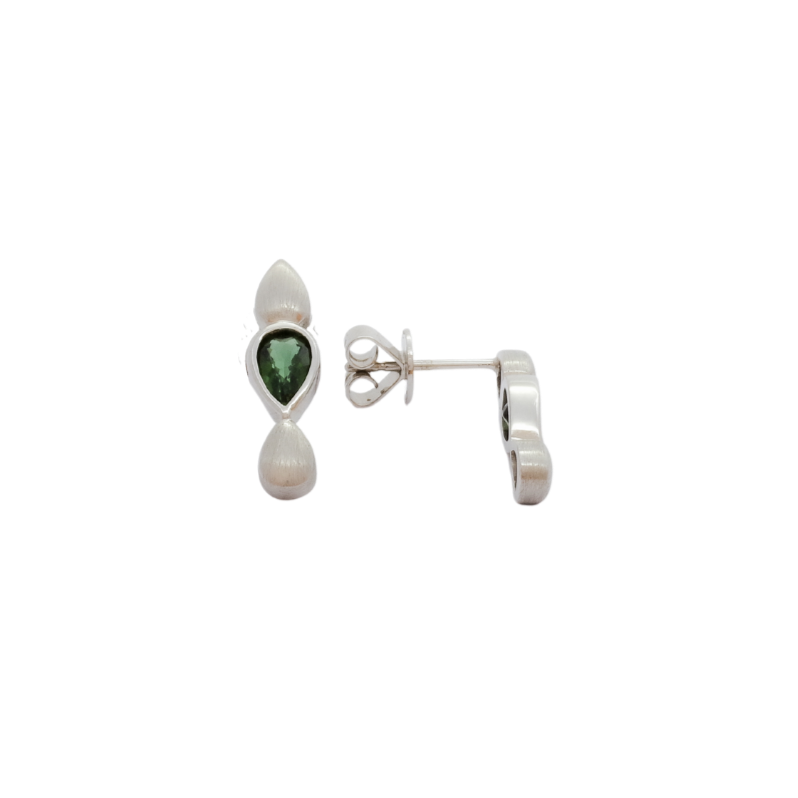 9K White Gold Tourmaline Teardrop Stud Earrings