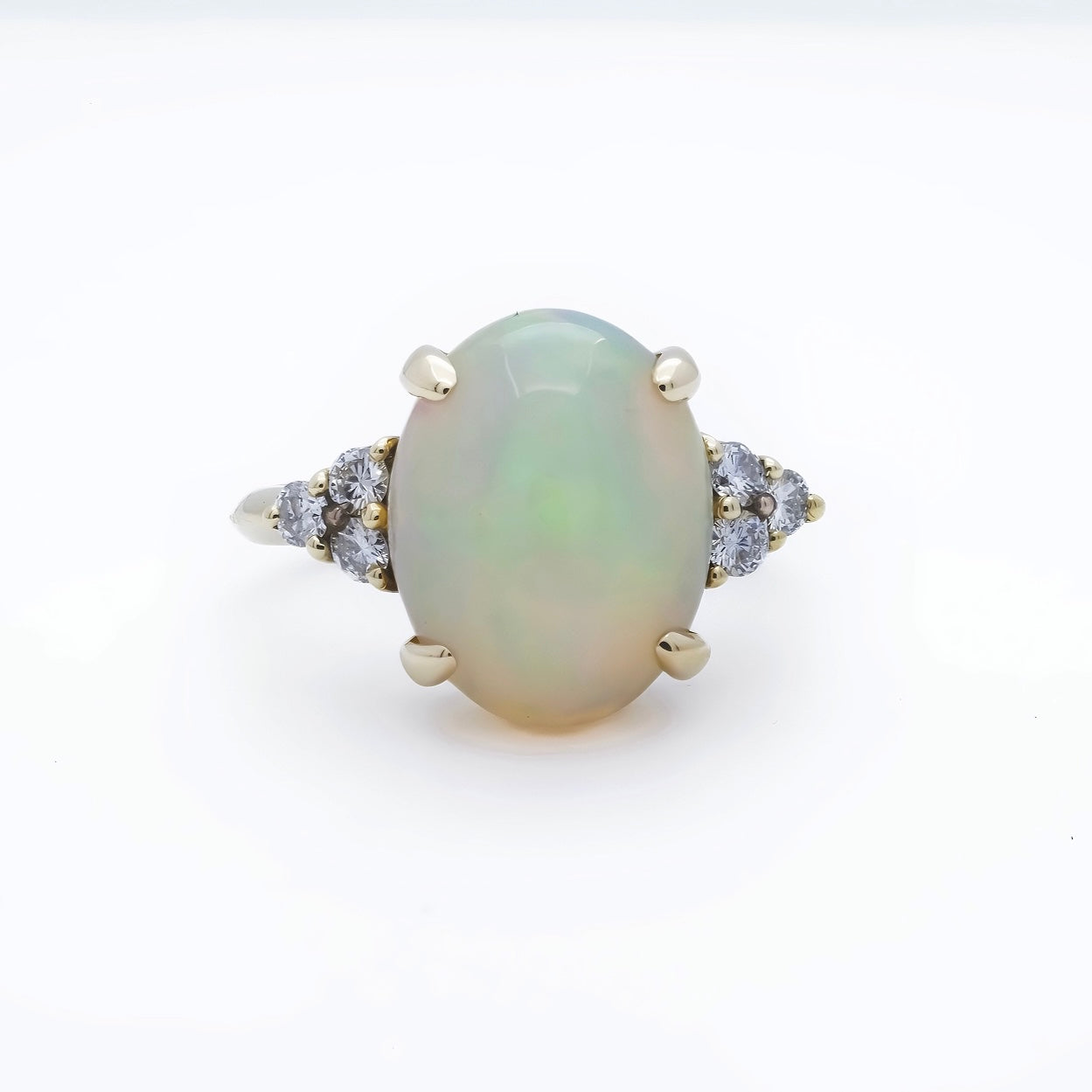 18K Yellow Gold Opal and Diamond Ring
