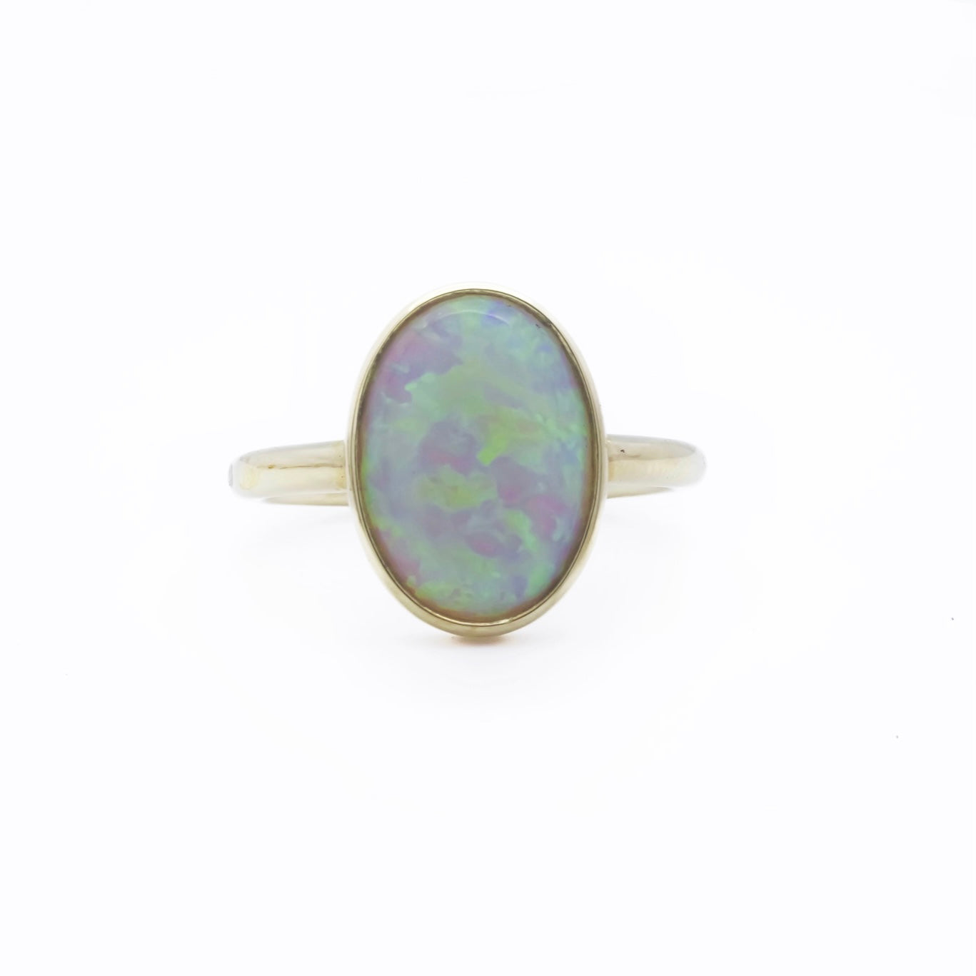 9K Yellow Gold Bezel Set Opal Ring