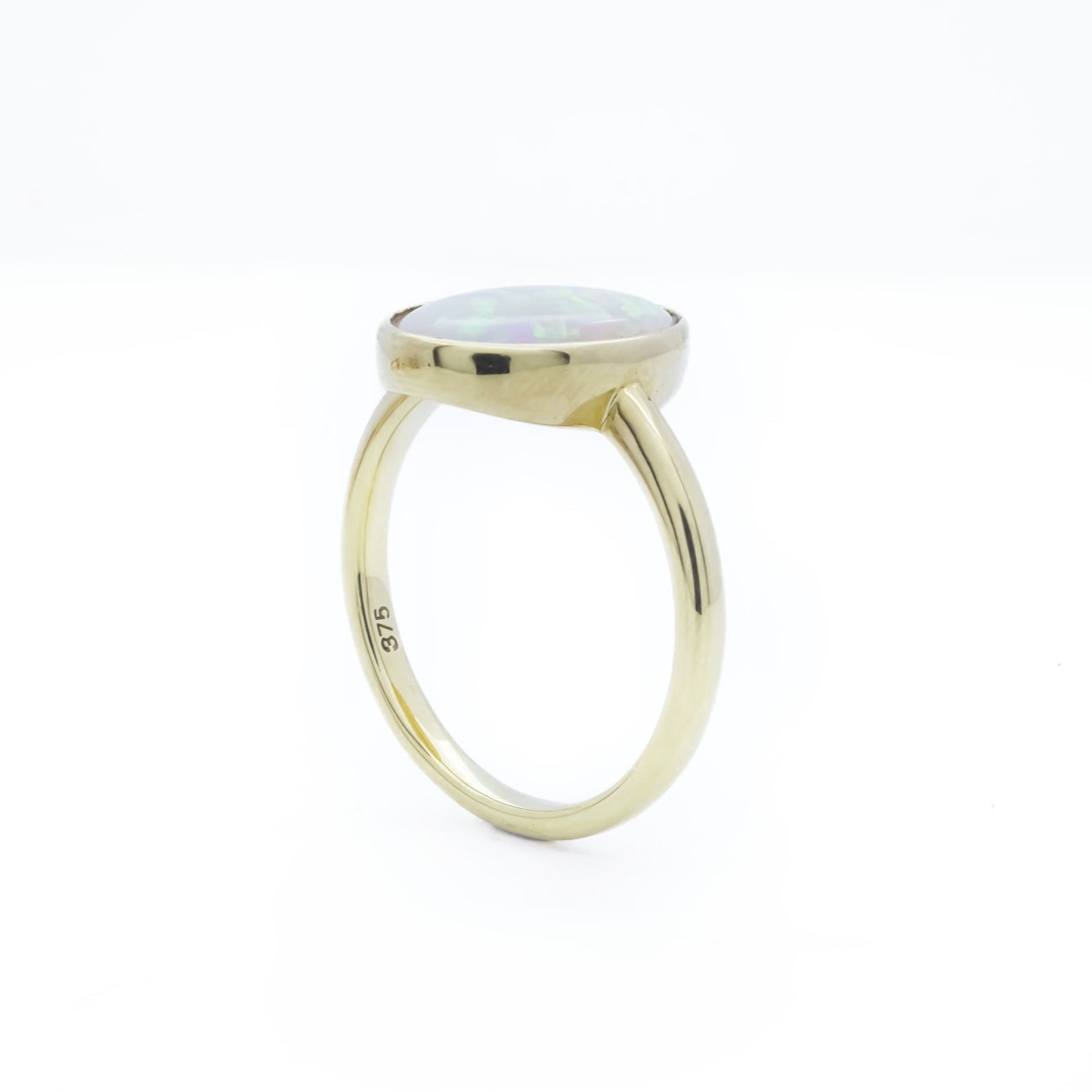 9K Yellow Gold Bezel Set Opal Ring