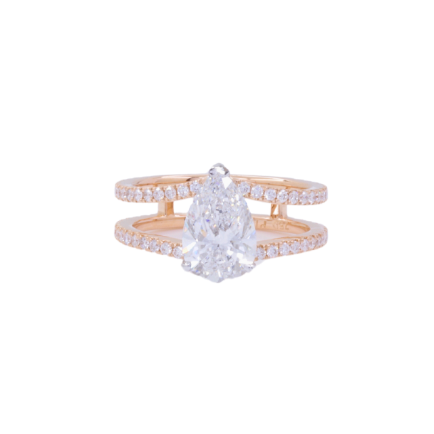 RING | Pear Shape with Diamond Double Band - Baivina Jewellers