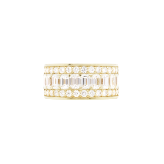 RING | Thick Gold Band with Diamonds - Baivina Jewellers