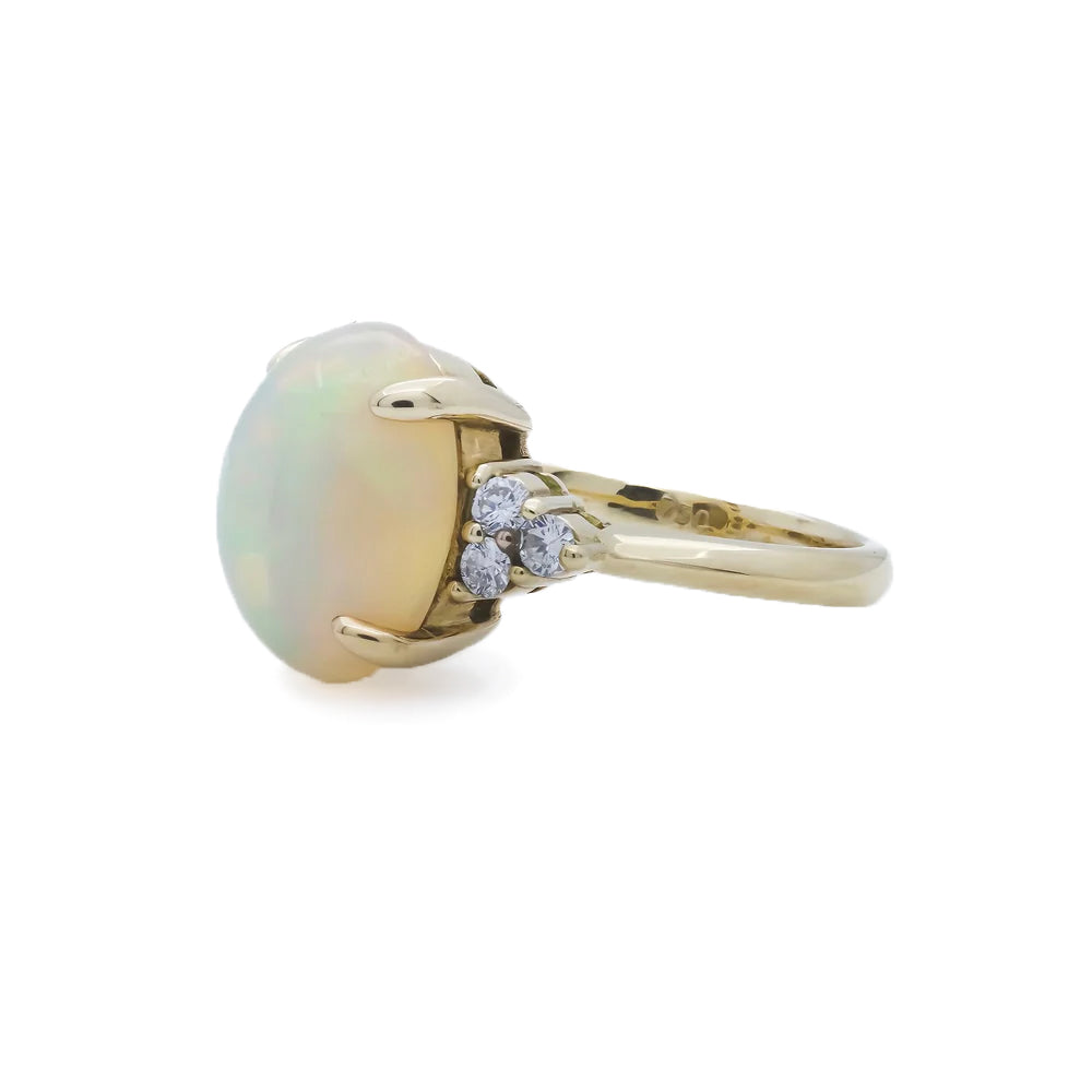 18K Yellow Gold Opal and Diamond Ring