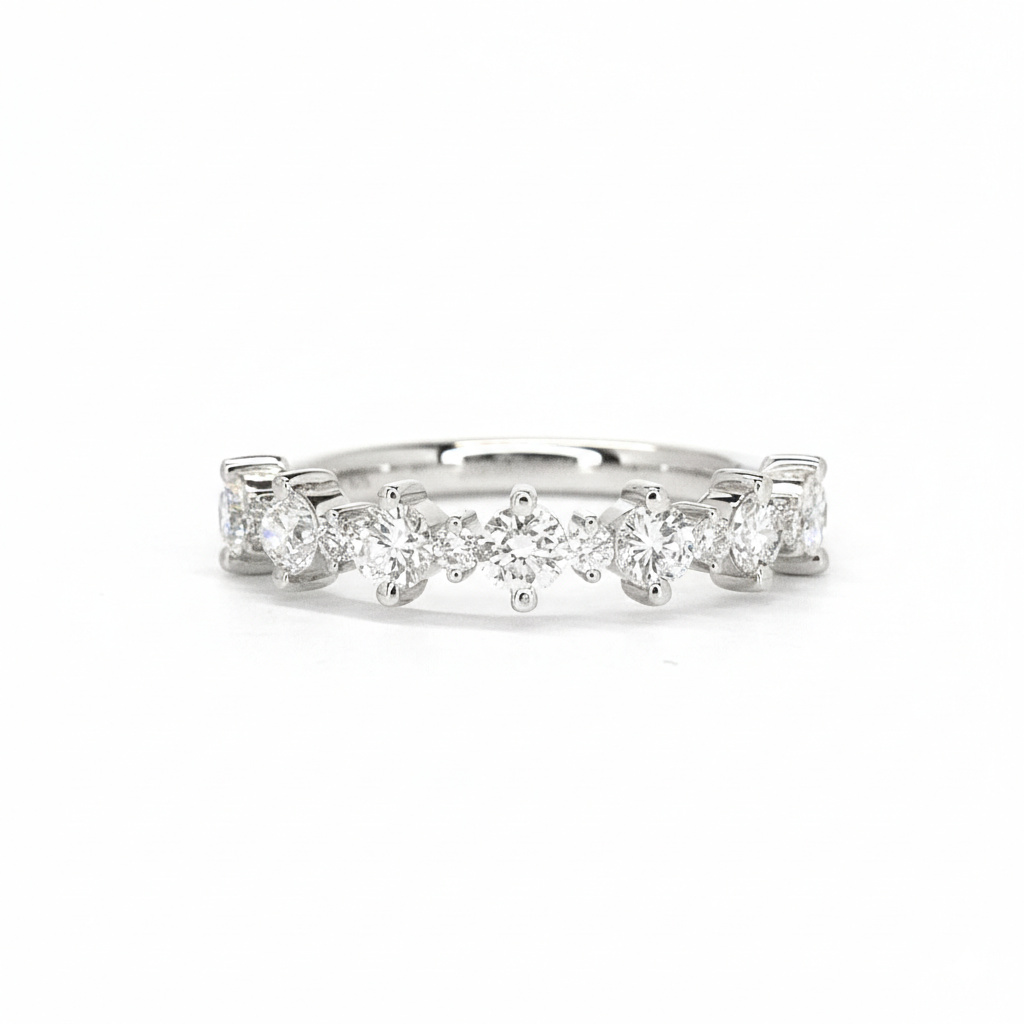 Stacking Band | 18 Karat White Gold | Natural Diamonds