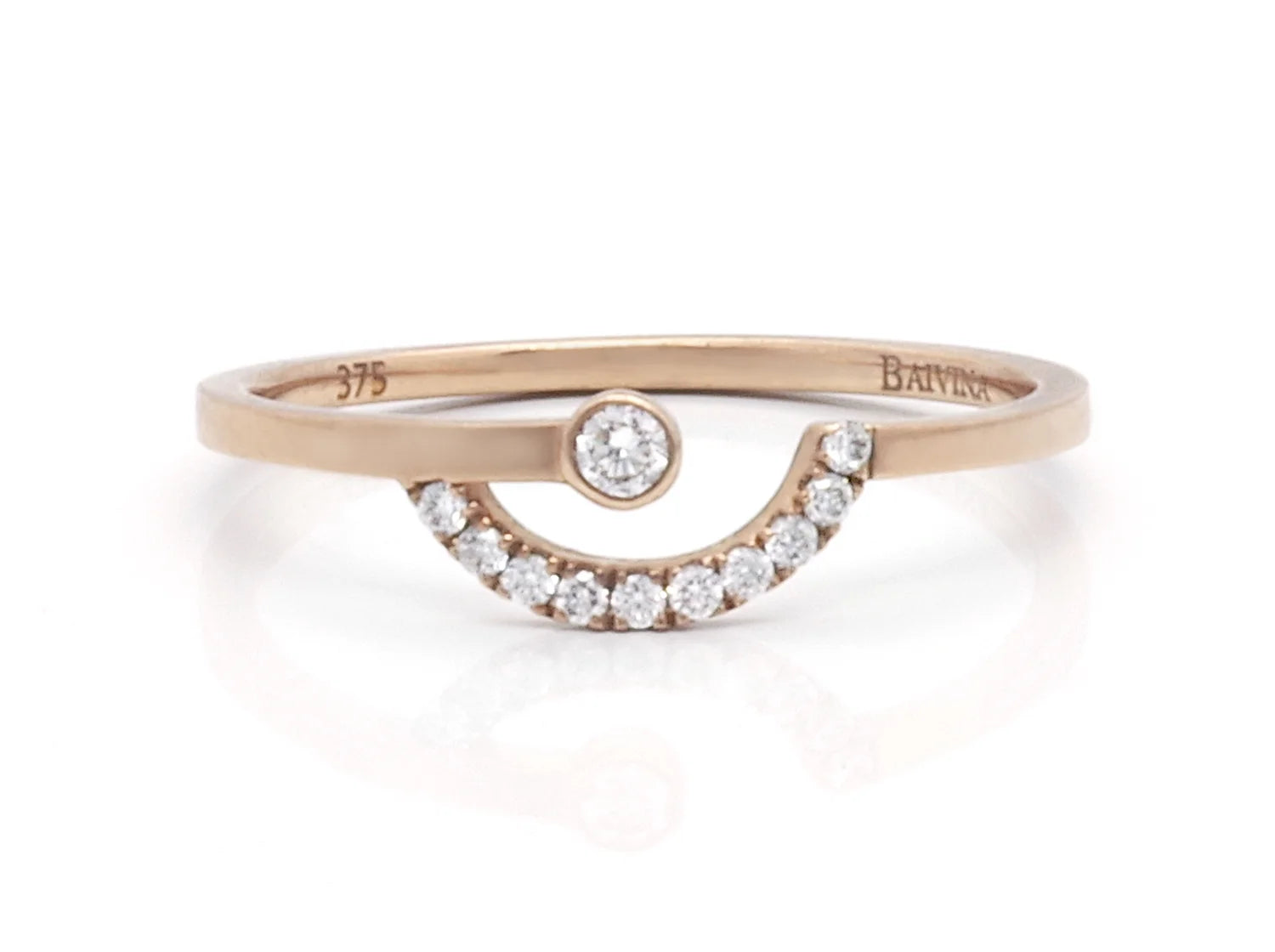 9K Rose Gold Diamond Ring with 11 Diamonds